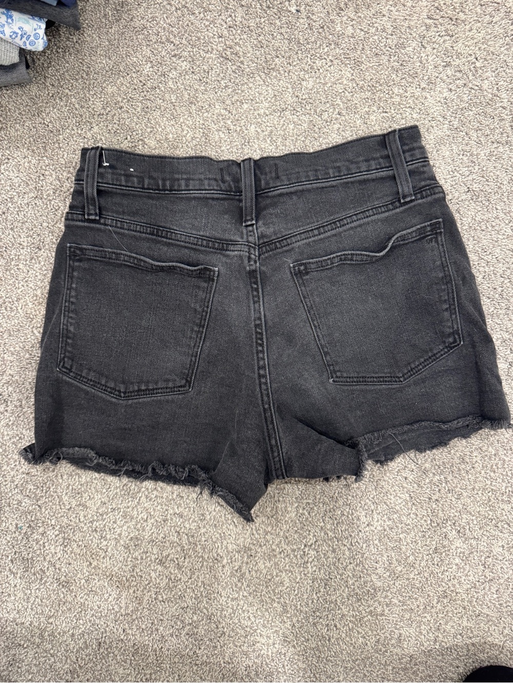 Madewell Black High-Rise Button Fly Denim Shorts | Size 27 | Raw Hem - Picture 2 of 5